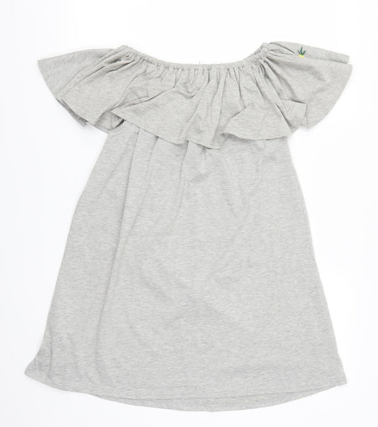 New Look Womens Grey Floral A-Line Size 8
