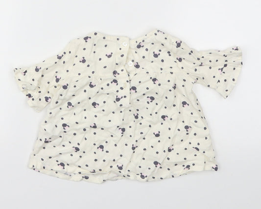 Primark Girls White Animal Print Basic T-Shirt Size 6-9 Months