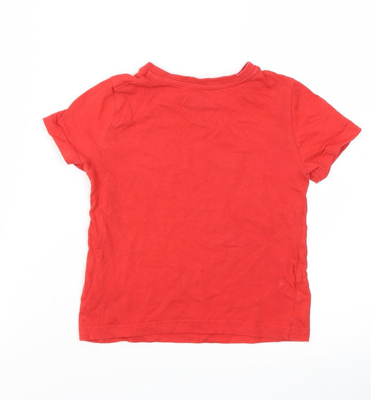 F&F Boys Red Houndstooth Basic T-Shirt Size 3-4 Years