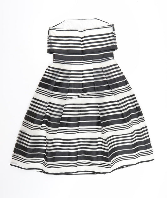 Coast Womens White Striped A-Line Size 10