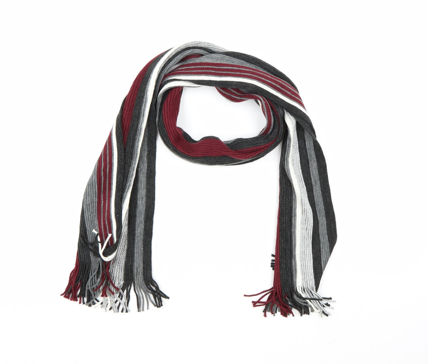 Preworn Mens Grey Striped Knit Scarf One Size