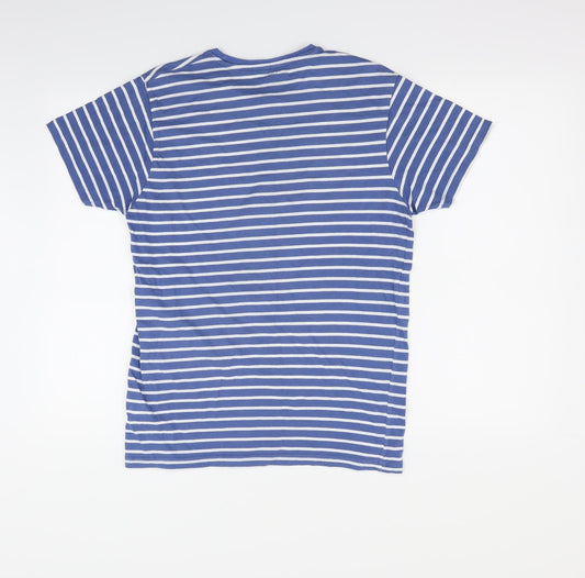 Ceader wood state Womens Blue Striped Basic T-Shirt Size M
