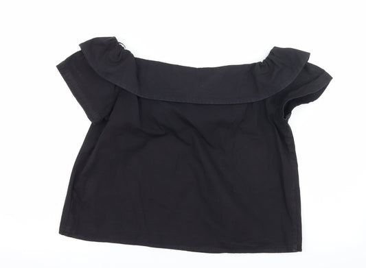 Flammode Womens Black Basic Blouse Size S
