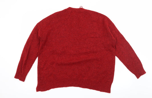 New Look Womens Red Knit Pullover Jumper Size M