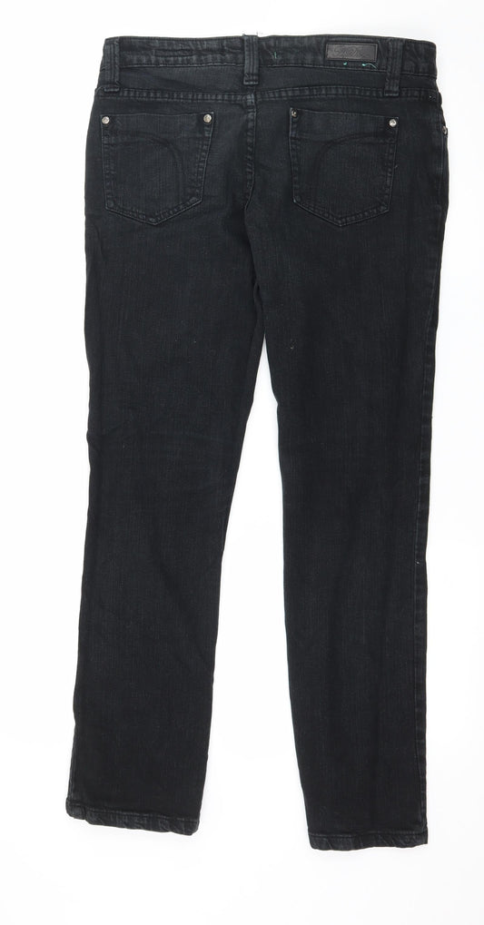 House of Denim Womens Black Denim Straight Jeans Size 12 L28 in