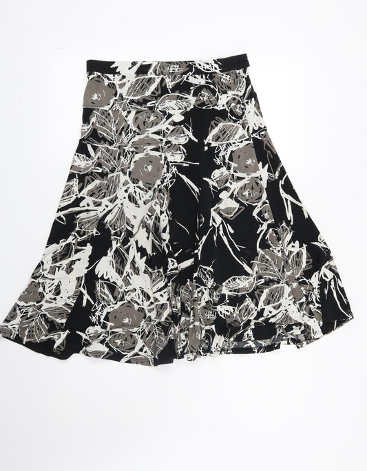 Preworn Womens Black Geometric A-Line Skirt