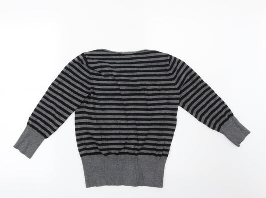 Debenhams Womens Grey Striped Pullover Jumper Size 12