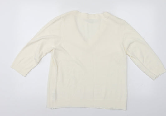 Petite Womens White Pullover Jumper Size 16
