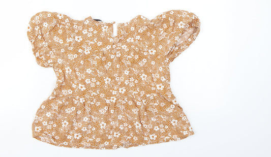 George Girls Brown Floral Basic Blouse Size 7-8 Years