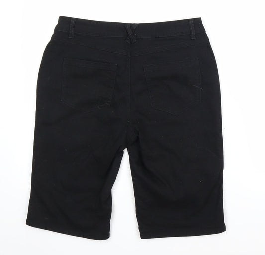 B.You Womens Black Denim Chino Shorts Size 12 - Distressed