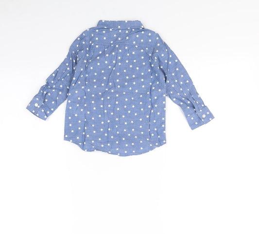 H&M Girls Blue Spotted Basic Button-Up Size 2 Years