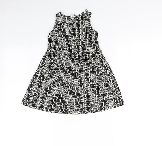 H&M Girls Black Geometric Fit & Flare Size 2 Years