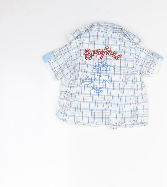 SURFARI Boys Blue Check Pullover Jumper Size 6-9 Months