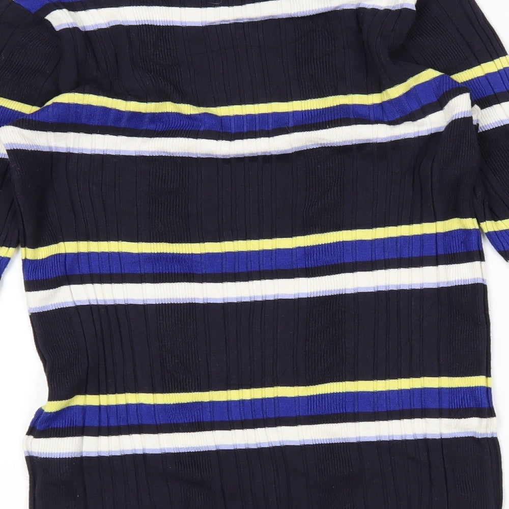 M&S Womens Black Striped Pullover Jumper Size 12