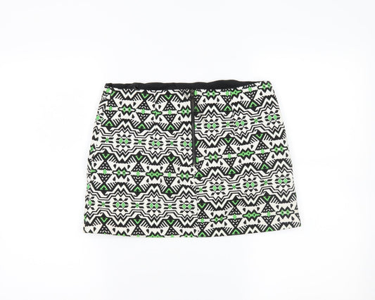 Topshop Womens White Fair Isle Mini Skirt Size 10