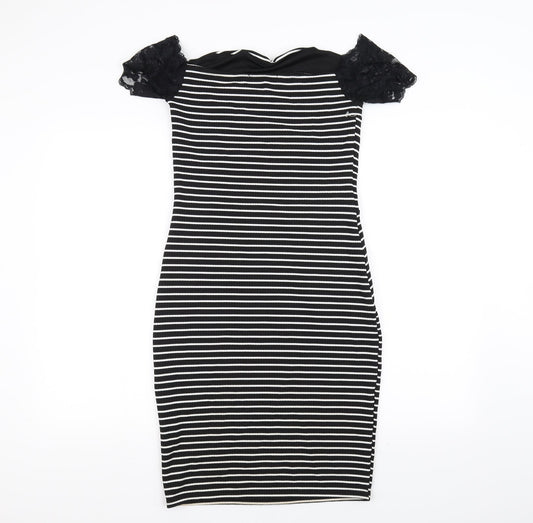 Dreams Womens Black Striped Pencil Dress Size 10