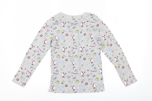 pep & Co Girls Grey Basic T-Shirt Size 7-8 Years - unicorn