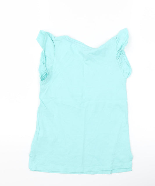 Chelsea's corner Girls Blue Basic T-Shirt Size 6-7 Years - rainbow