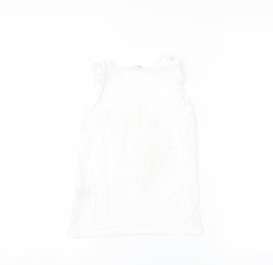H&M Girls White Basic T-Shirt Size 7-8 Years - unicorn