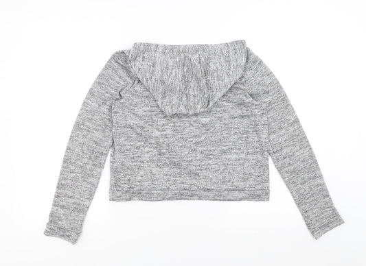 New Look Girls Grey Pullover Hoodie Size 12-13 Years - cropped
