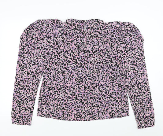 H&M Womens Purple Floral Basic Blouse Size L