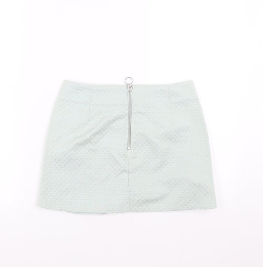 Topshop Womens Green A-Line Skirt Size 8