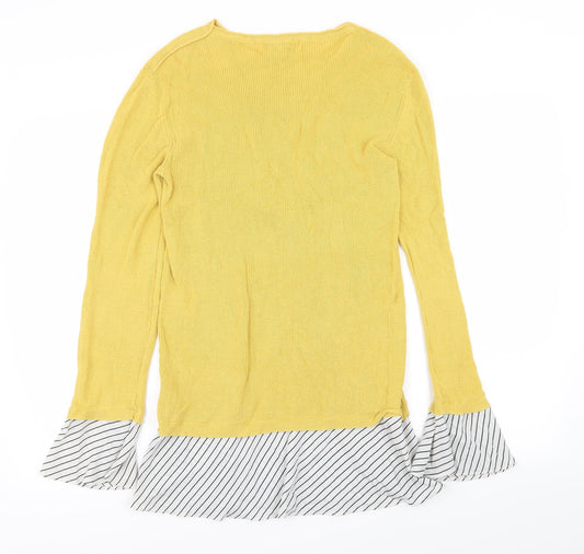 NEXT Womens Yellow Striped Basic T-Shirt Size 10