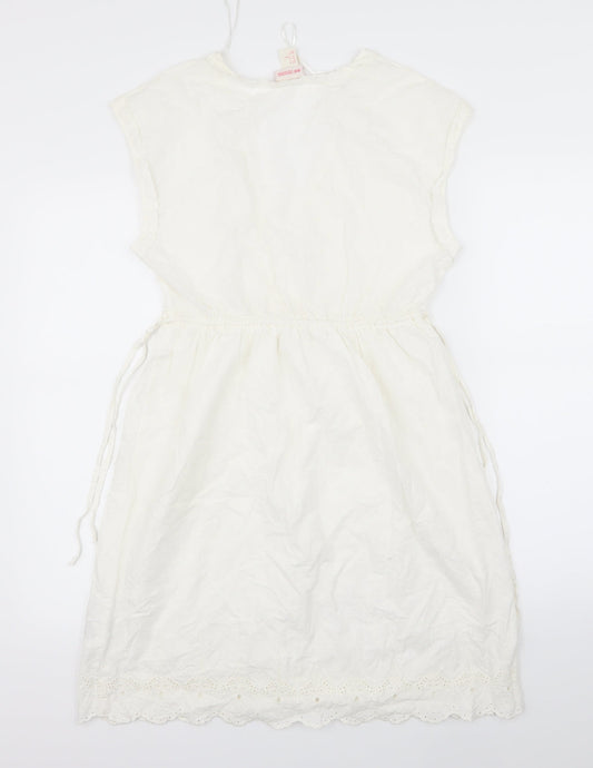 H&M Womens White Floral Fit & Flare Size 8