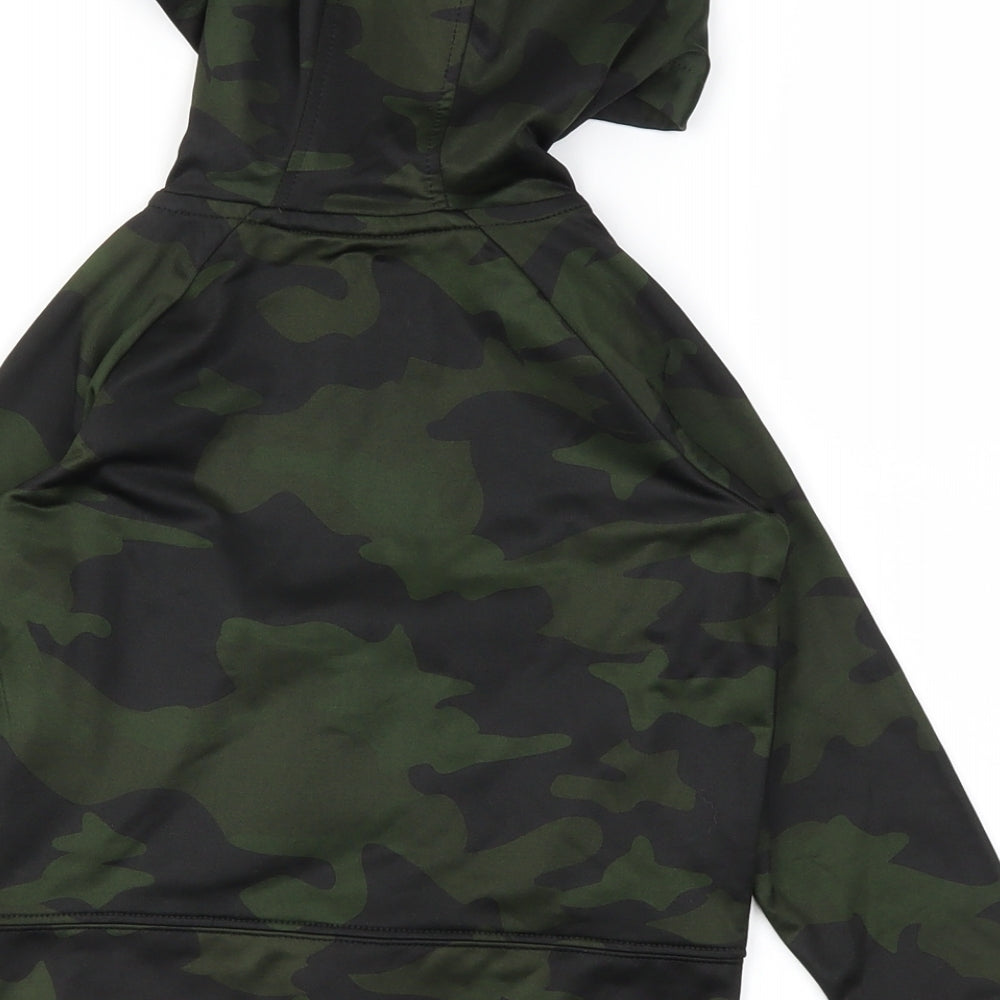 Preworn Boys Green Camouflage Full Zip Sweatshirt Size 4 Years