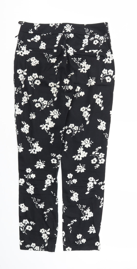 PEAOCKS Womens Black Floral Sweatpants Trousers Size 8 L29 in