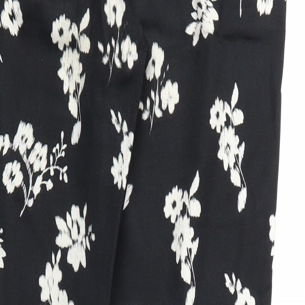 PEAOCKS Womens Black Floral Sweatpants Trousers Size 8 L29 in
