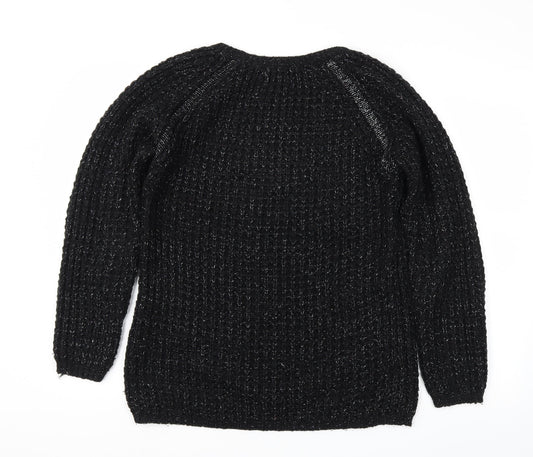 Papaya Womens Black Houndstooth Pullover Jumper Size 12