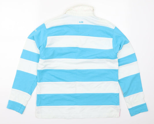 Gil Elements Womens Blue Striped Pullover Sweatshirt Size 12