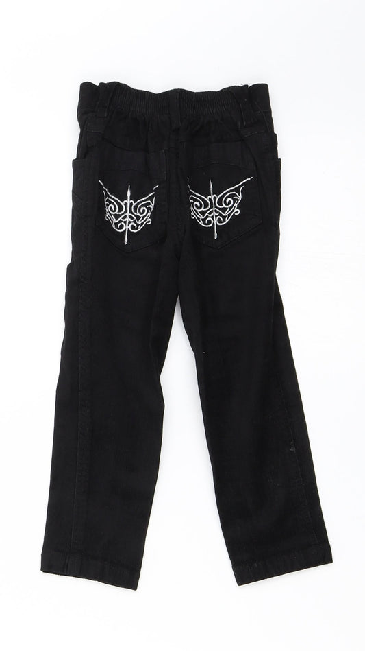 Preworn Girls Black Corduroy Straight Jeans Size 2 Years