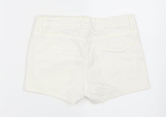 H&M Womens White Denim Hot Pants Shorts Size 26 in