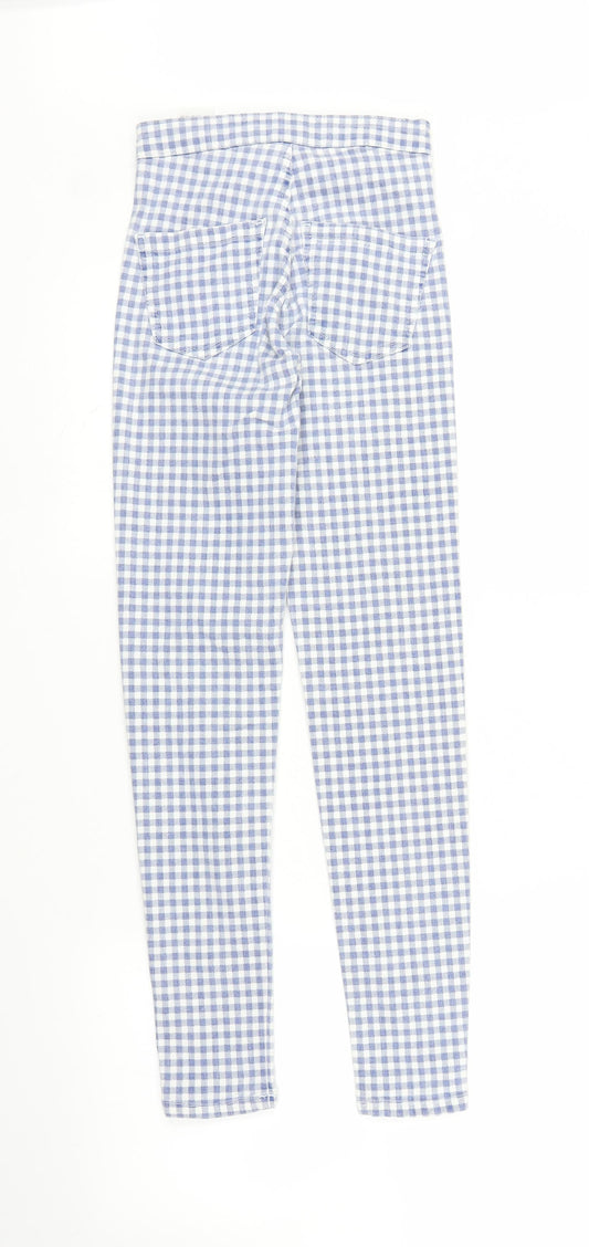 Topshop Womens Blue Check Carrot Trousers Size 25 in L30 in
