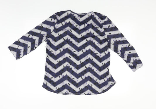 Bonmarché Womens Grey Striped Pullover Jumper Size 14