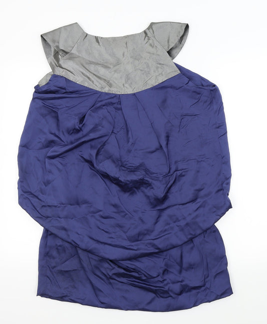 Ever-Pretty Womens Blue Fit & Flare Size 12 - bow neck detail