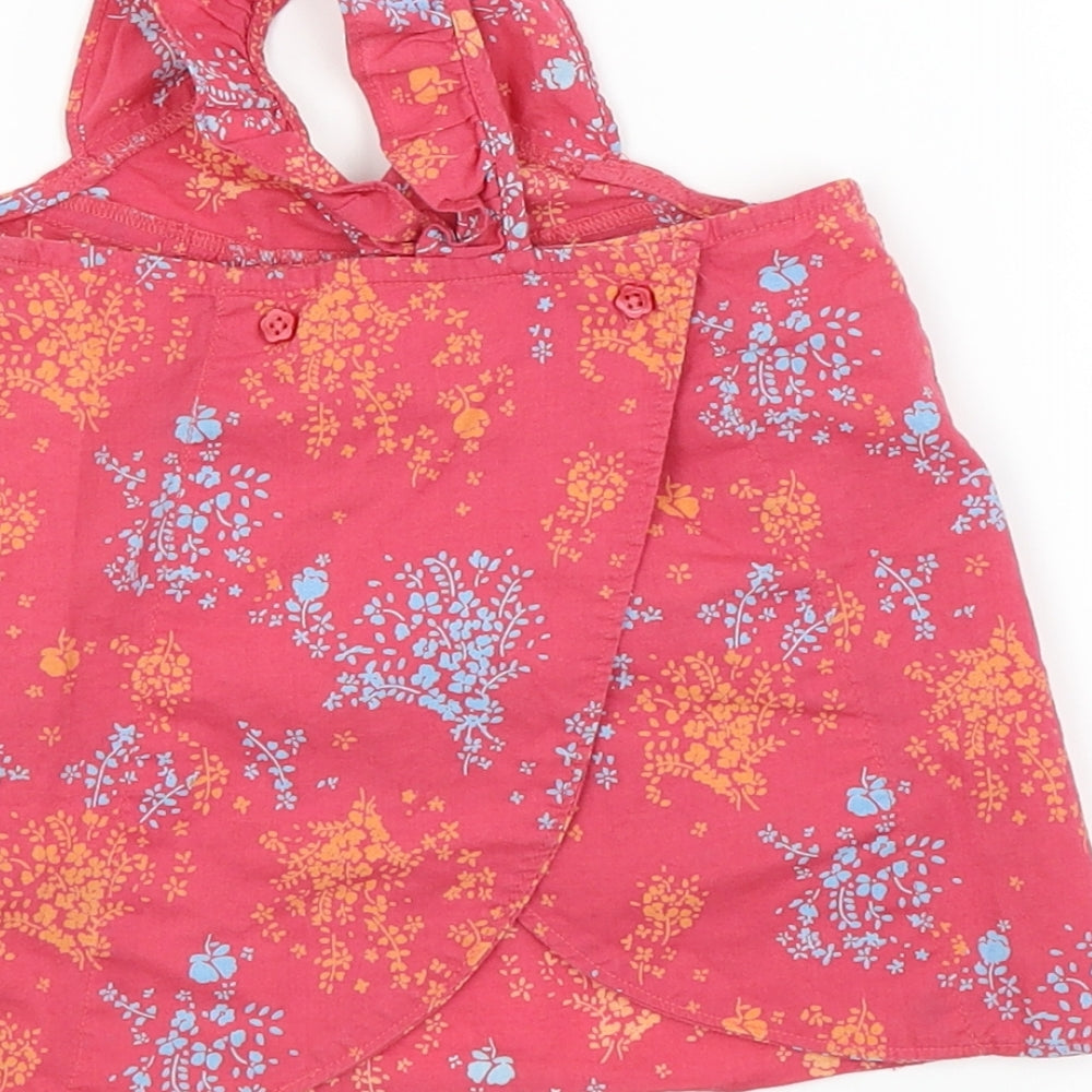 M&S Girls Pink Floral Basic Blouse Size 12-18 Months - Frill straps