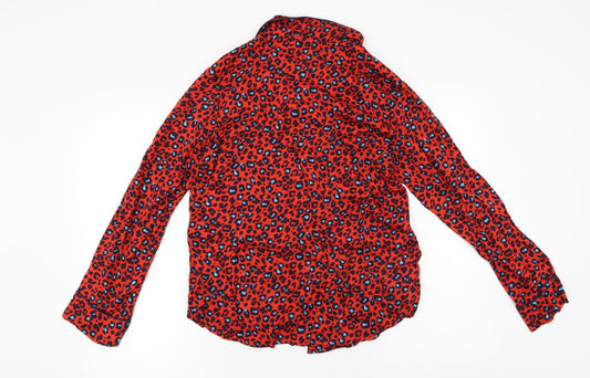 NEXT Womens Red Basic Button-Up Size 10