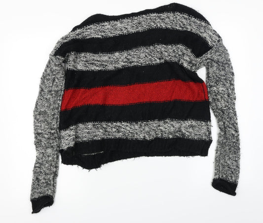 New Look Womens Grey Striped Pullover Jumper Size S