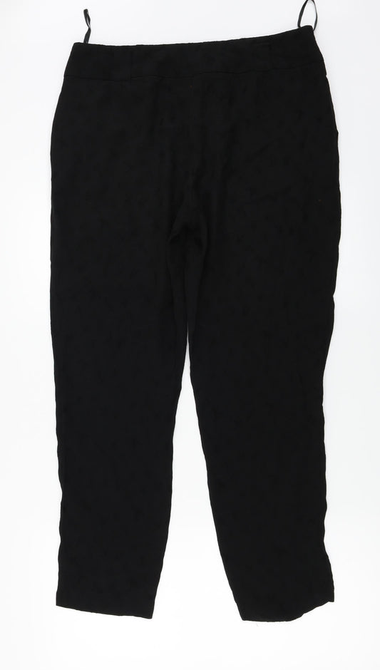 Monsoon Womens Black Floral Trousers Size 14 L25 in