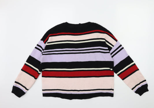 H&M Womens Pink Striped Pullover Jumper Size M