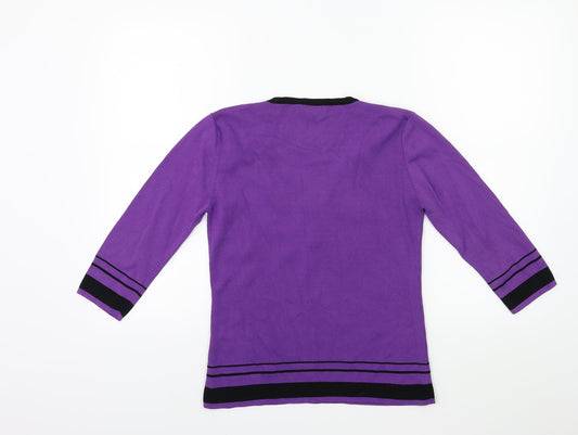 Casamia Womens Purple Knit Pullover Jumper Size S