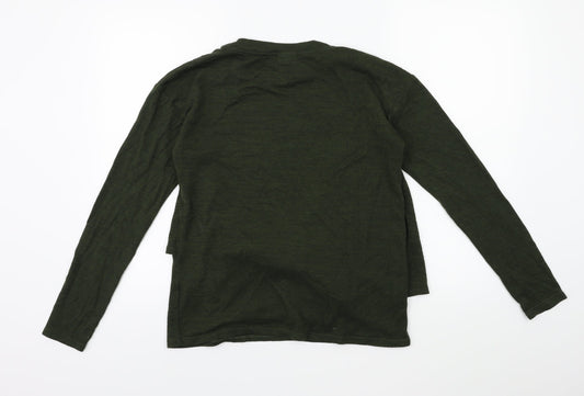 DUE SOUTH Womens Green Knit Pullover Jumper Size S - Tie Waist