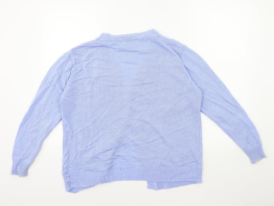 reflect Womens Blue Floral Knit Cardigan Jumper Size M