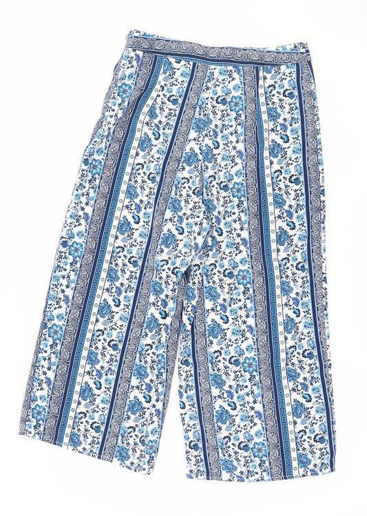 Divided by H&M Womens Blue Paisley Trousers Size 8 L20 in