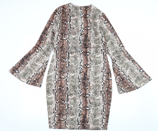 Body Flirt Womens Pink Animal Print A-Line Size 8