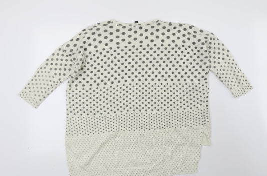 Mango Womens Beige Polka Dot Pullover Jumper Size M