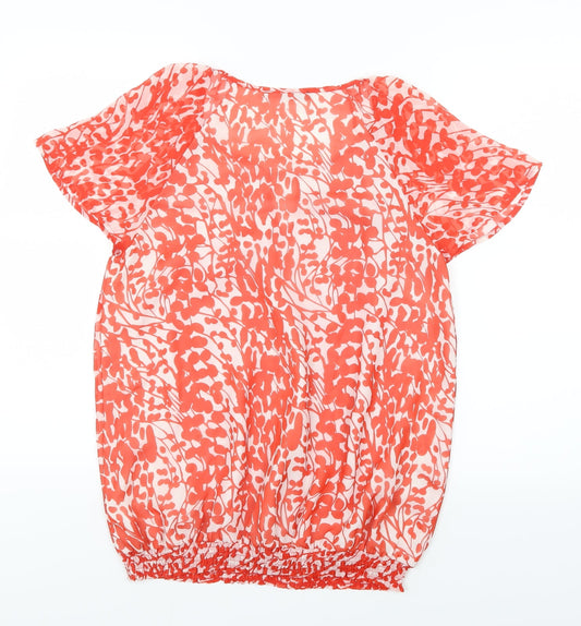 Savior Womens Red Floral Basic Blouse Size 12